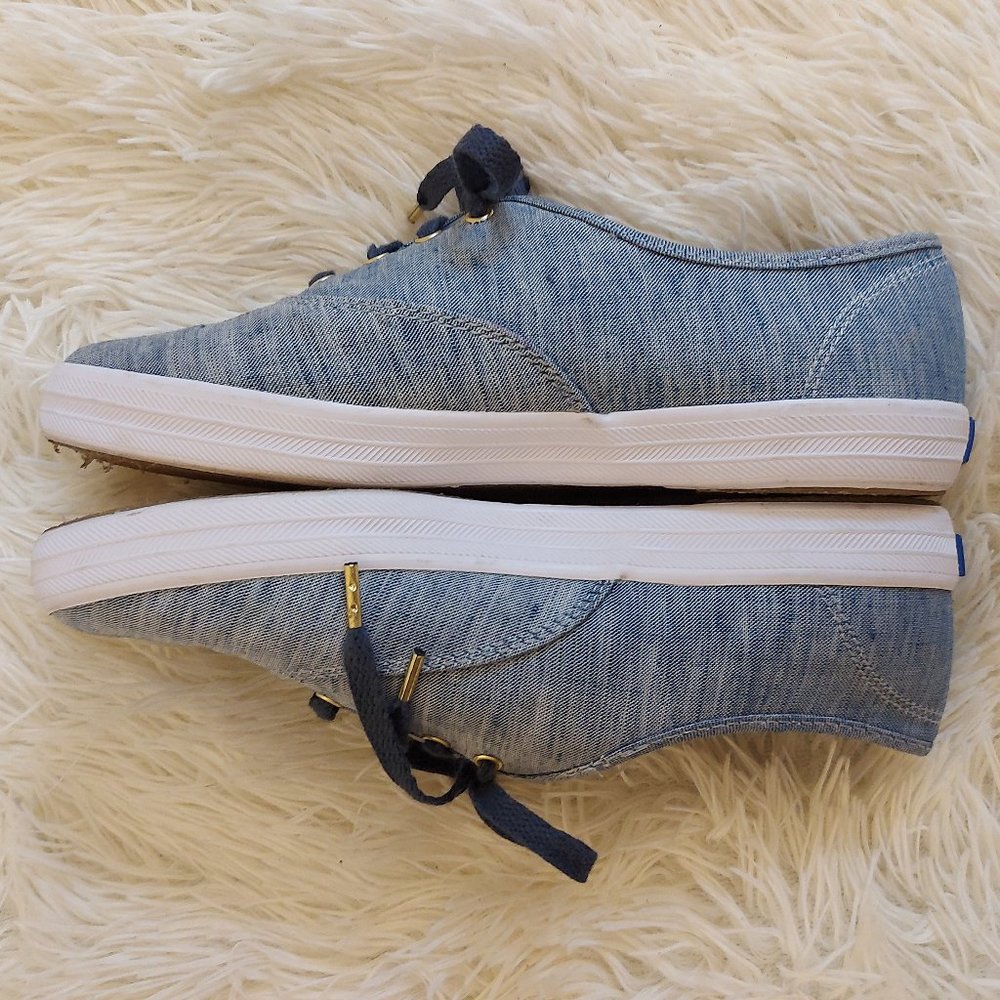 KEDS Champion Chambray Applique Navy Floral Sneaker w/ DearFoam Footbed, Sz 6.5W - Picture 6 of 8